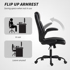 HOMCOM Faux Leather Office Chair. with Flip-Up Armrests - Black
