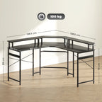 HOMCOM 'L' Shaped Work Desk, with LED Lights - Black