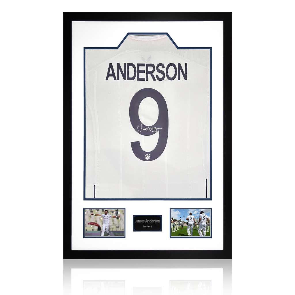 James Anderson Signed England Test Shirt Premium Frame.