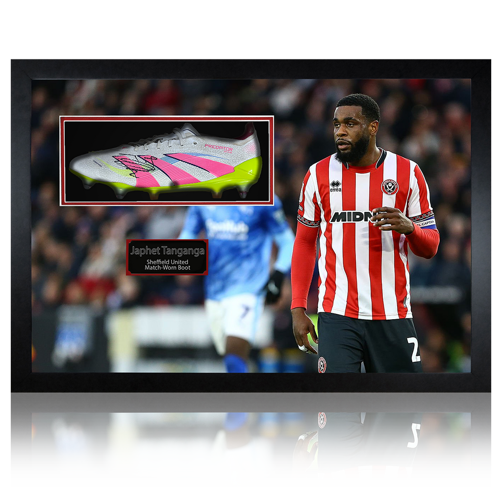 Japhet Tanganga Signed & Match-Worn Sheffield United Boot Iconic Frame #1