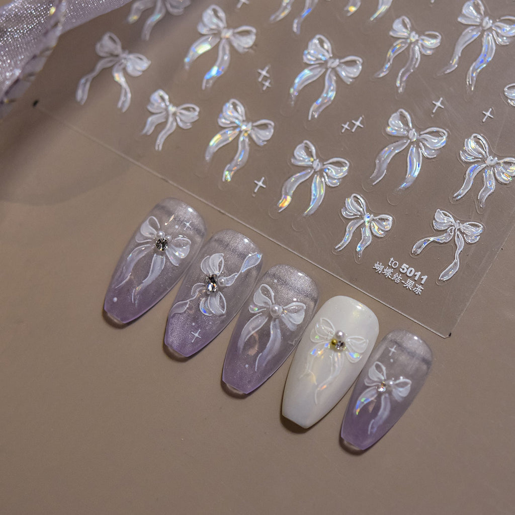 Hello Claws | White Bowknot Nail Deco Sticker