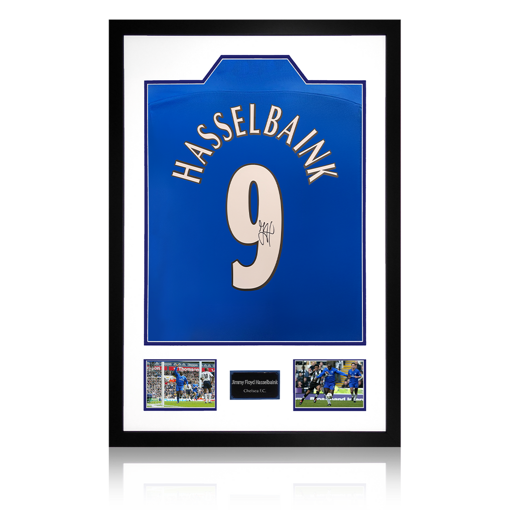 Jimmy Floyd Hasselbaink Signed Chelsea Shirt Premium Frame