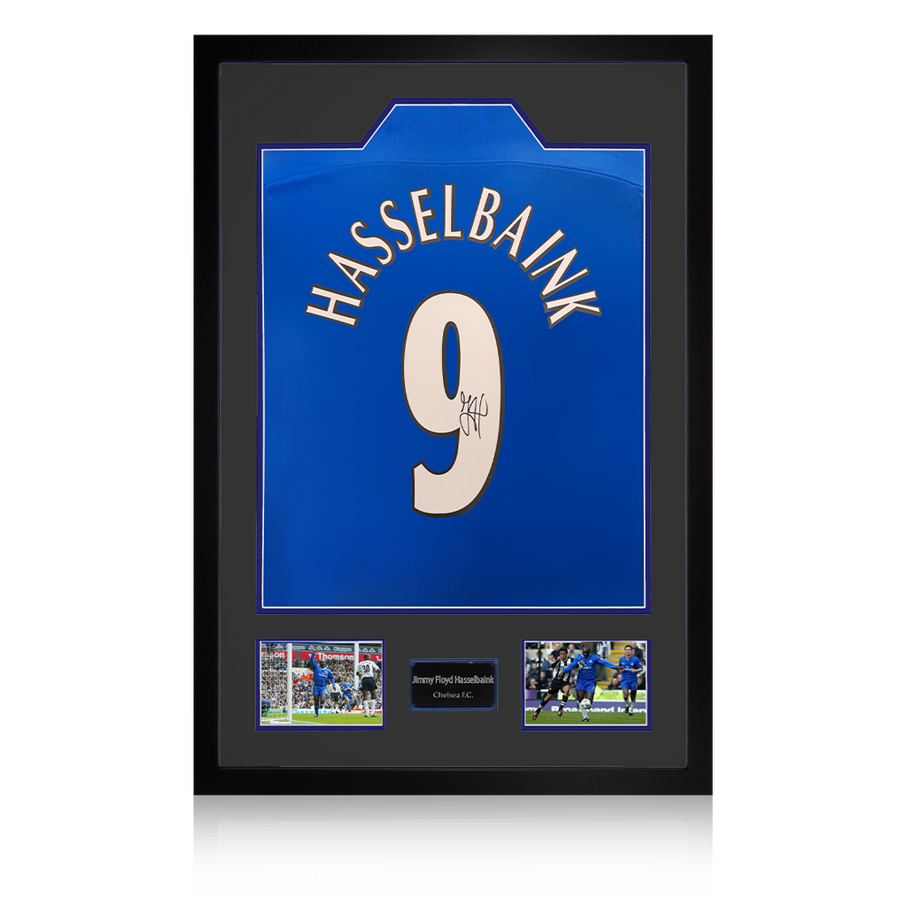 Jimmy Floyd Hasselbaink Signed Chelsea Shirt Premium Frame