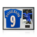 Jimmy Floyd Hasselbaink Signed Chelsea Shirt Classic Frame.