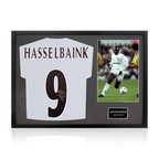 Jimmy Floyd Hasselbaink Signed Leeds United Shirt Classic Frame