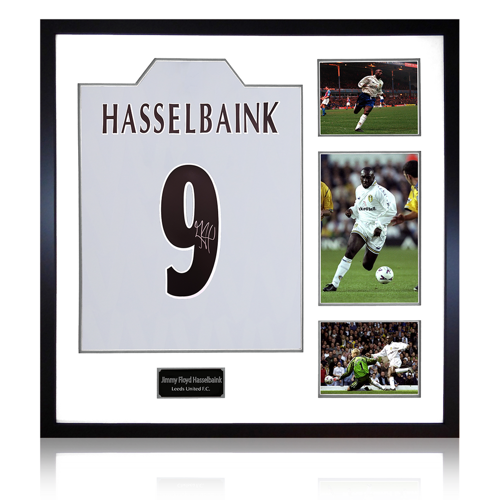 Jimmy Floyd Hasselbaink Signed Leeds United Shirt Elite Frame