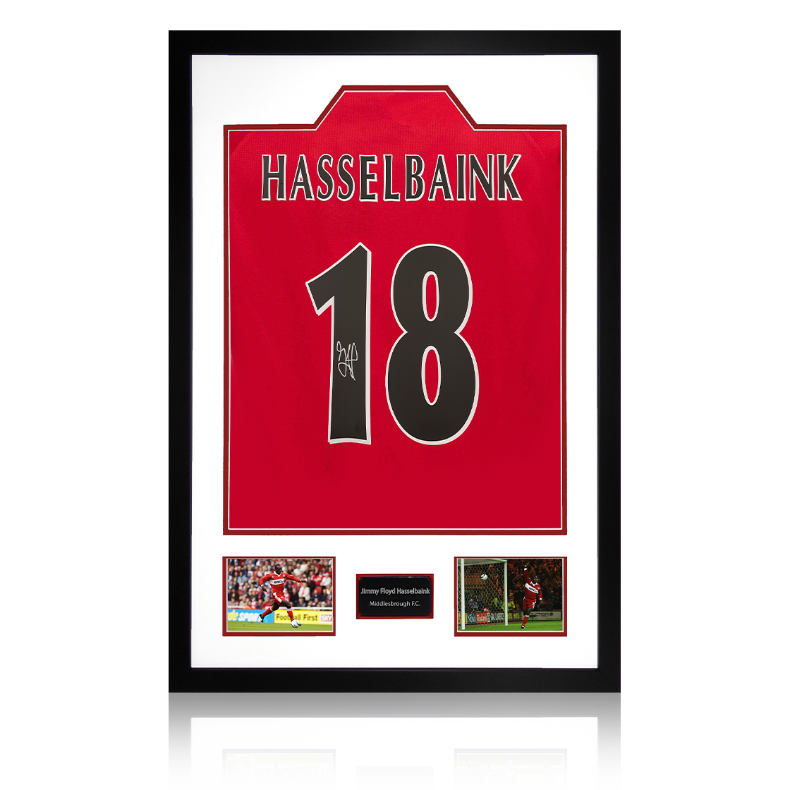 Jimmy Floyd Hasselbaink Signed Middlesbrough Shirt Premium Frame