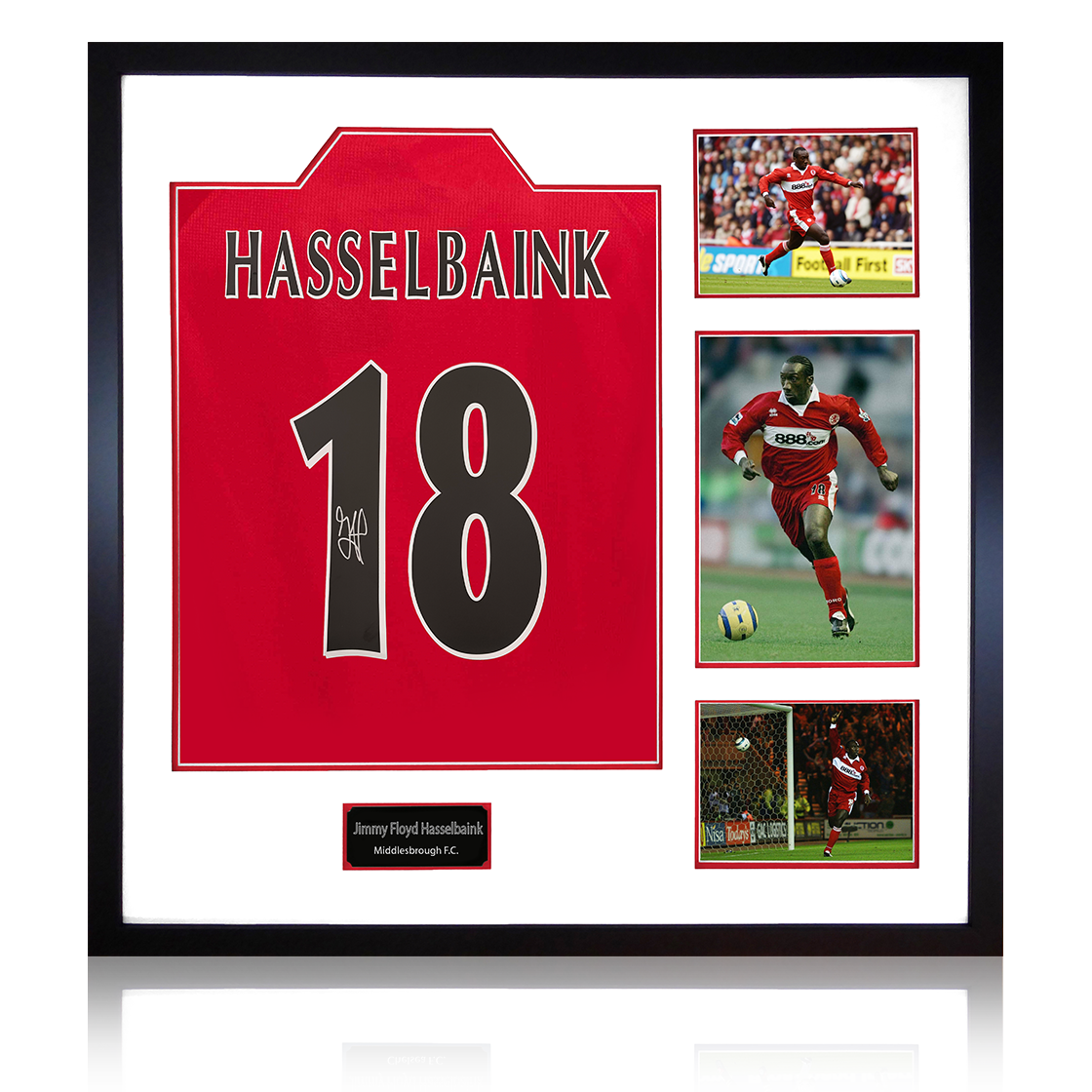 Jimmy Floyd Hasselbaink Signed Middlesbrough Shirt Elite Frame