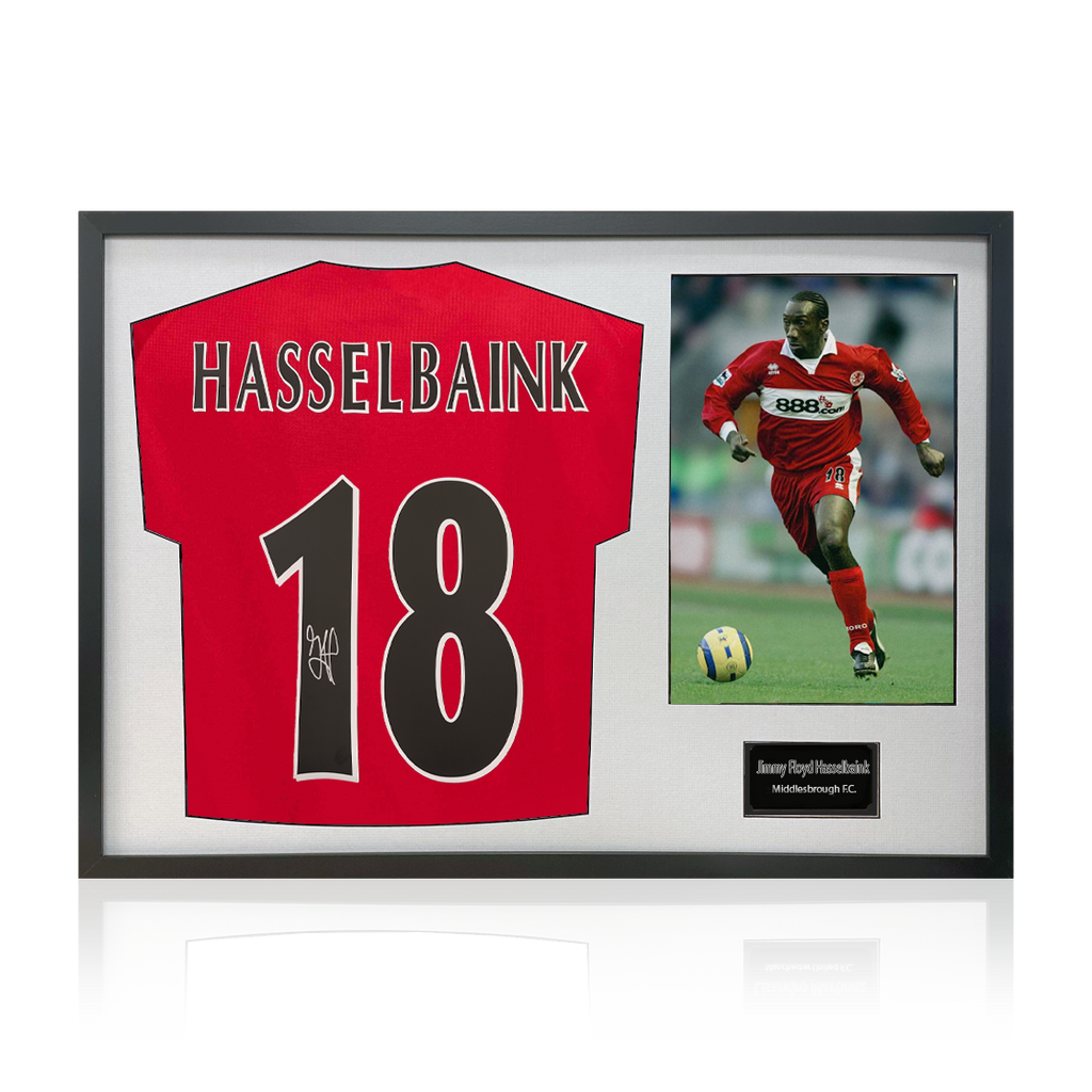 Jimmy Floyd Hasselbaink Signed Middlesbrough Shirt Classic Frame