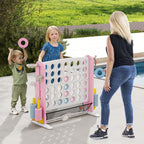 Jumbo 4-in-a Row Game Set with Basketball Hoop and 42 Rings-Green & White
