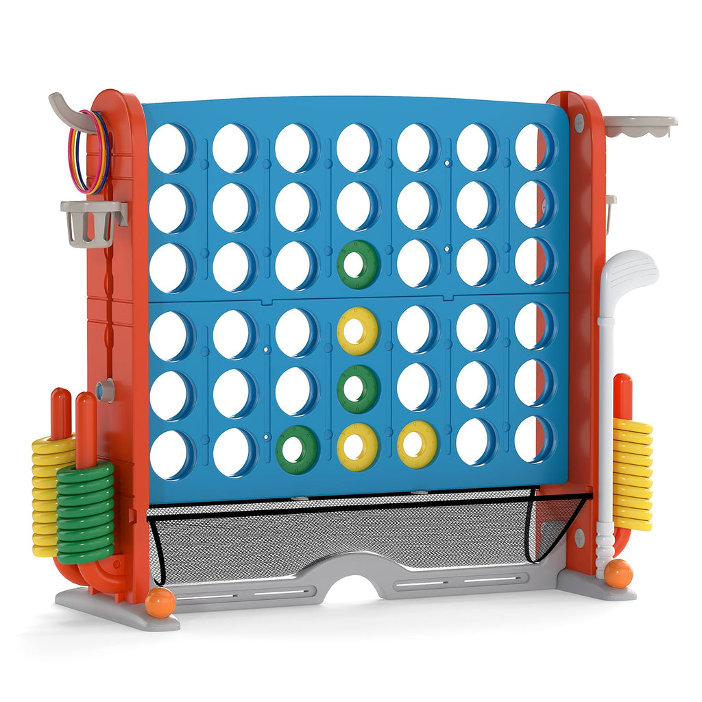 Jumbo 4-in-a Row Game Set with Basketball Hoop and 42 Rings-Green & White