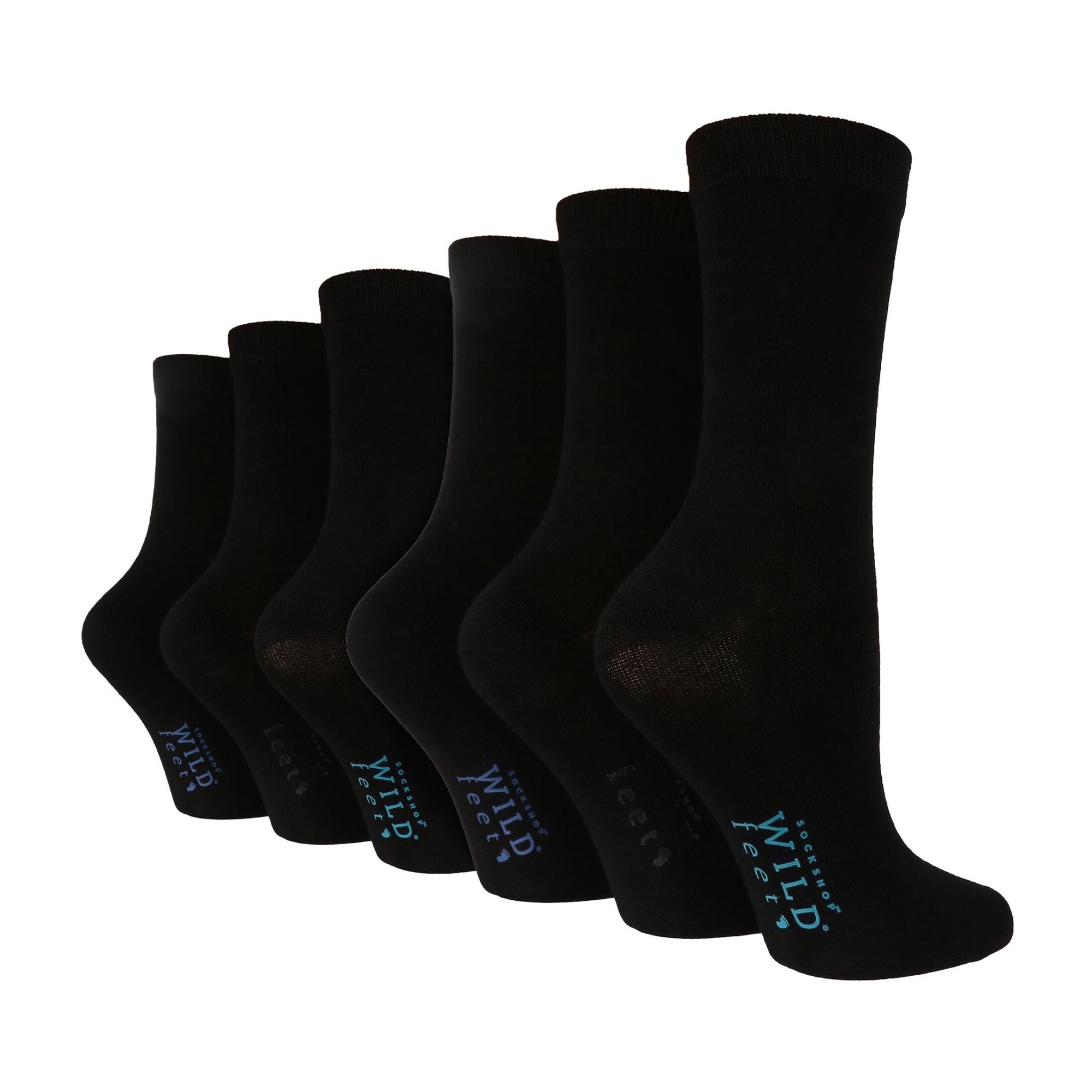 6 Pack Ladies Bamboo Socks: Plain Dress Socks with Unique Foot Patterns