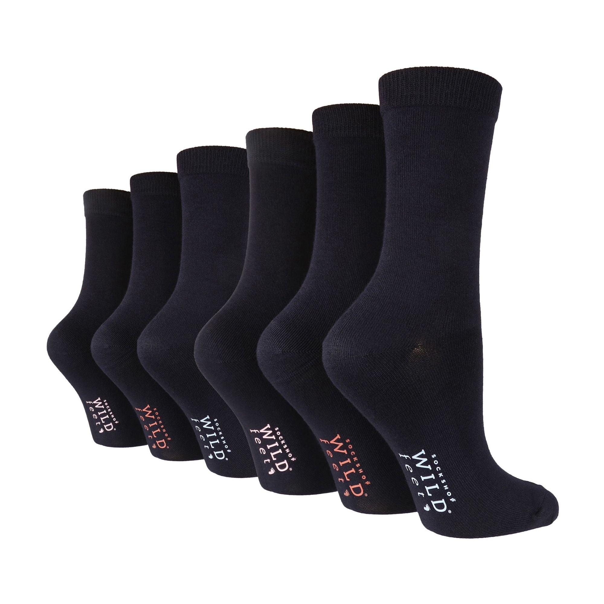 6 Pack Ladies Bamboo Socks: Plain Dress Socks with Unique Foot Patterns