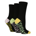 6 Pack Ladies Bamboo Socks: Plain Dress Socks with Unique Foot Patterns
