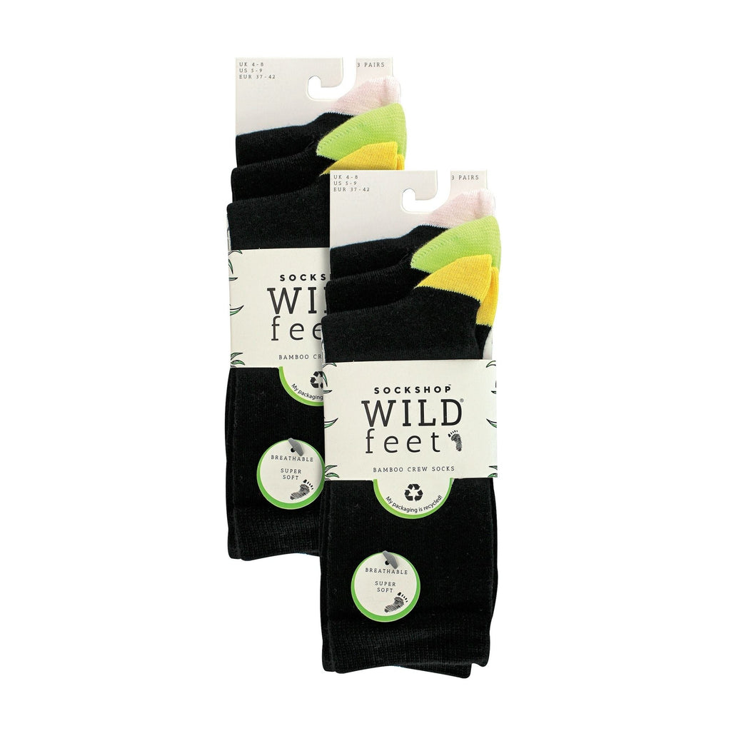6 Pack Ladies Bamboo Socks: Plain Dress Socks with Unique Foot Patterns