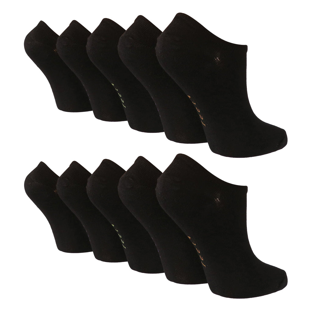 10 Pairs Ladies Bamboo Trainer Socks with Reinforced Heel & Toe