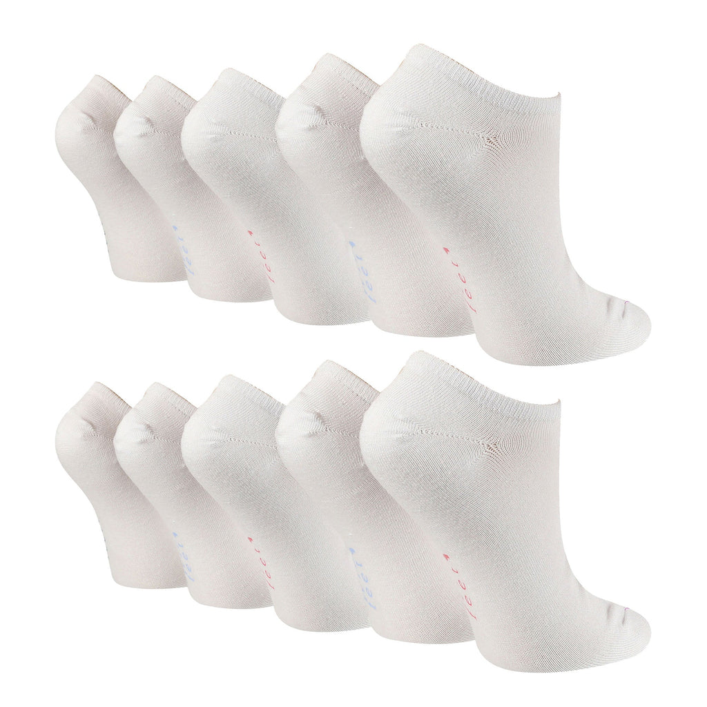 10 Pairs Ladies Bamboo Trainer Socks with Reinforced Heel & Toe
