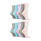 10 Pairs Ladies Bamboo Crew Socks with Patterns