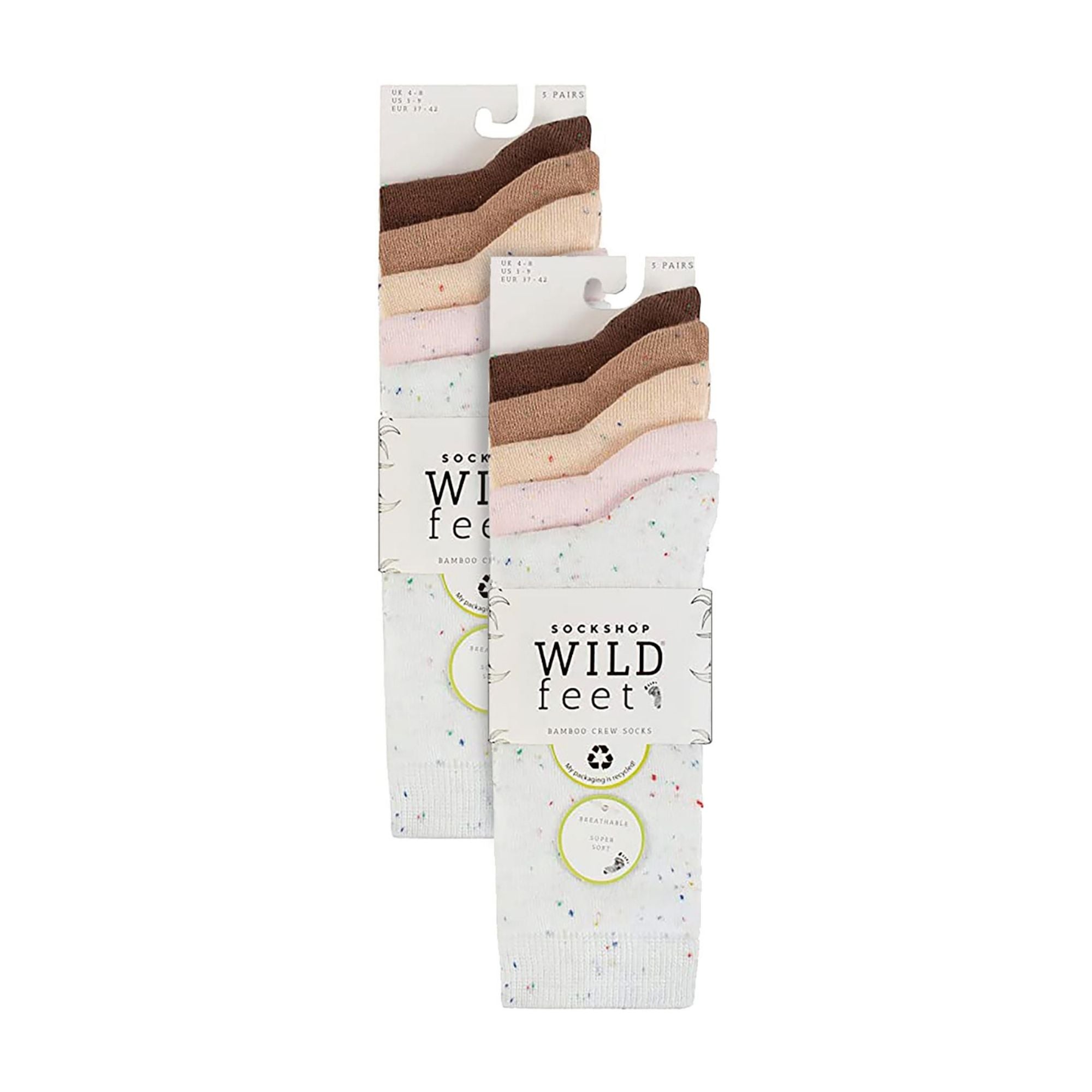 10 Pairs Ladies Bamboo Crew Socks with Patterns
