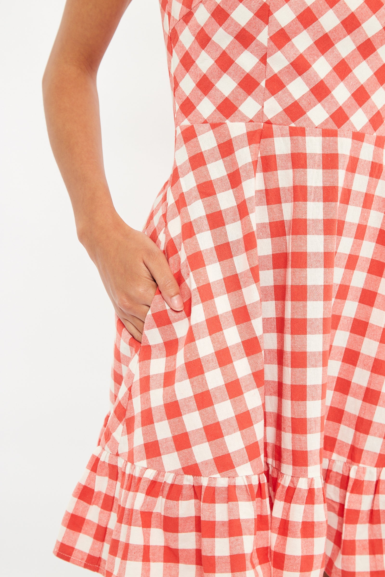 Louche Kare Picnic Check Cap Sleeve Mini Dress In Red