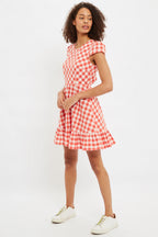 Louche Kare Picnic Check Cap Sleeve Mini Dress In Red