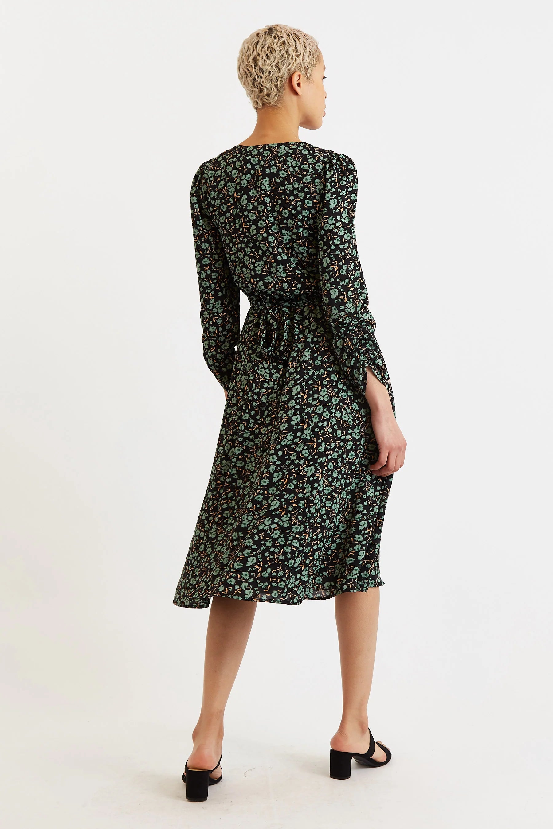 Kathlyn Fleur Vert Print Long Sleeve Midi Dress