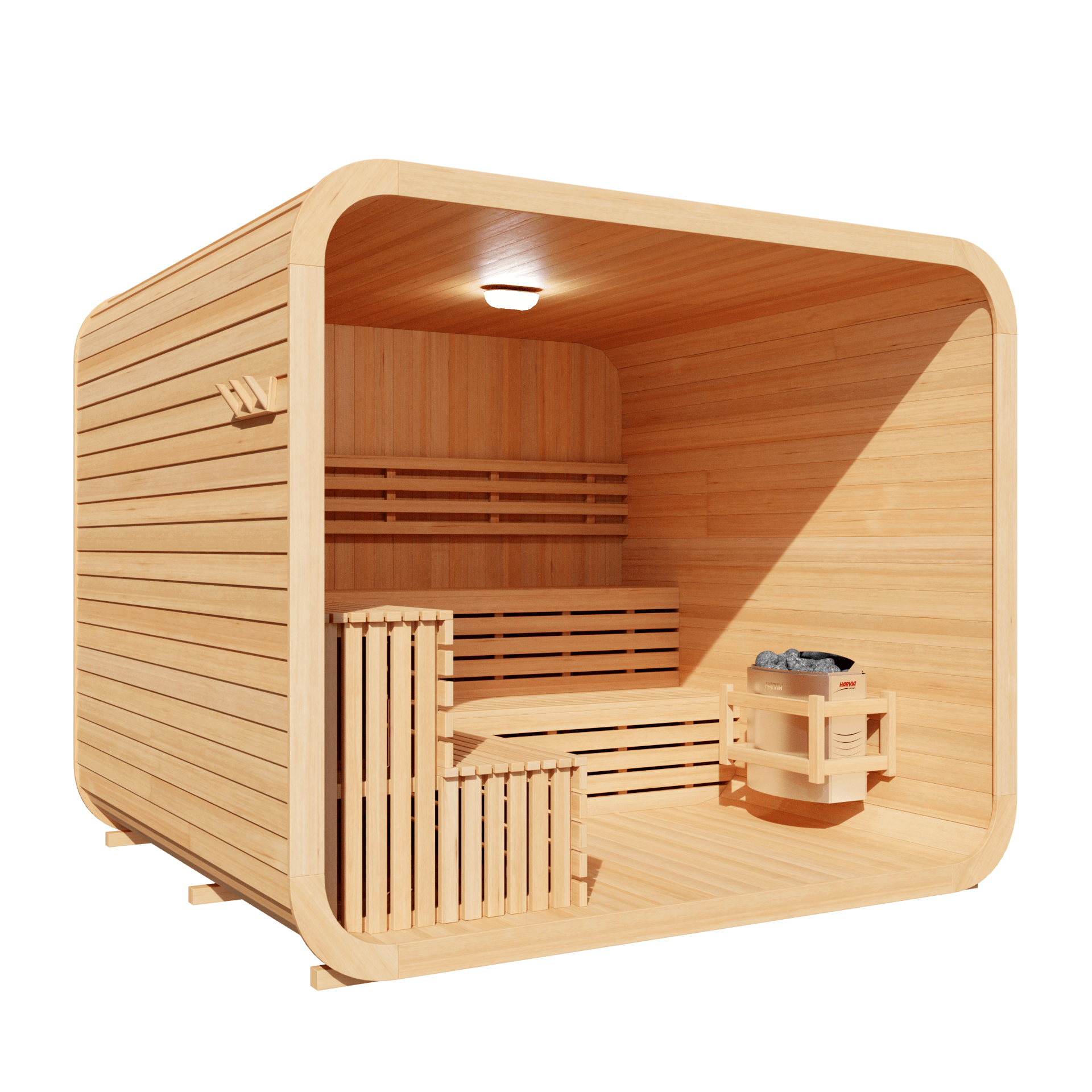 KOVE Cube Sauna 5–6 Person Outdoor Sauna – Premium Spruce Wood, 8kW Harvia Heater, Modern Cube Design
