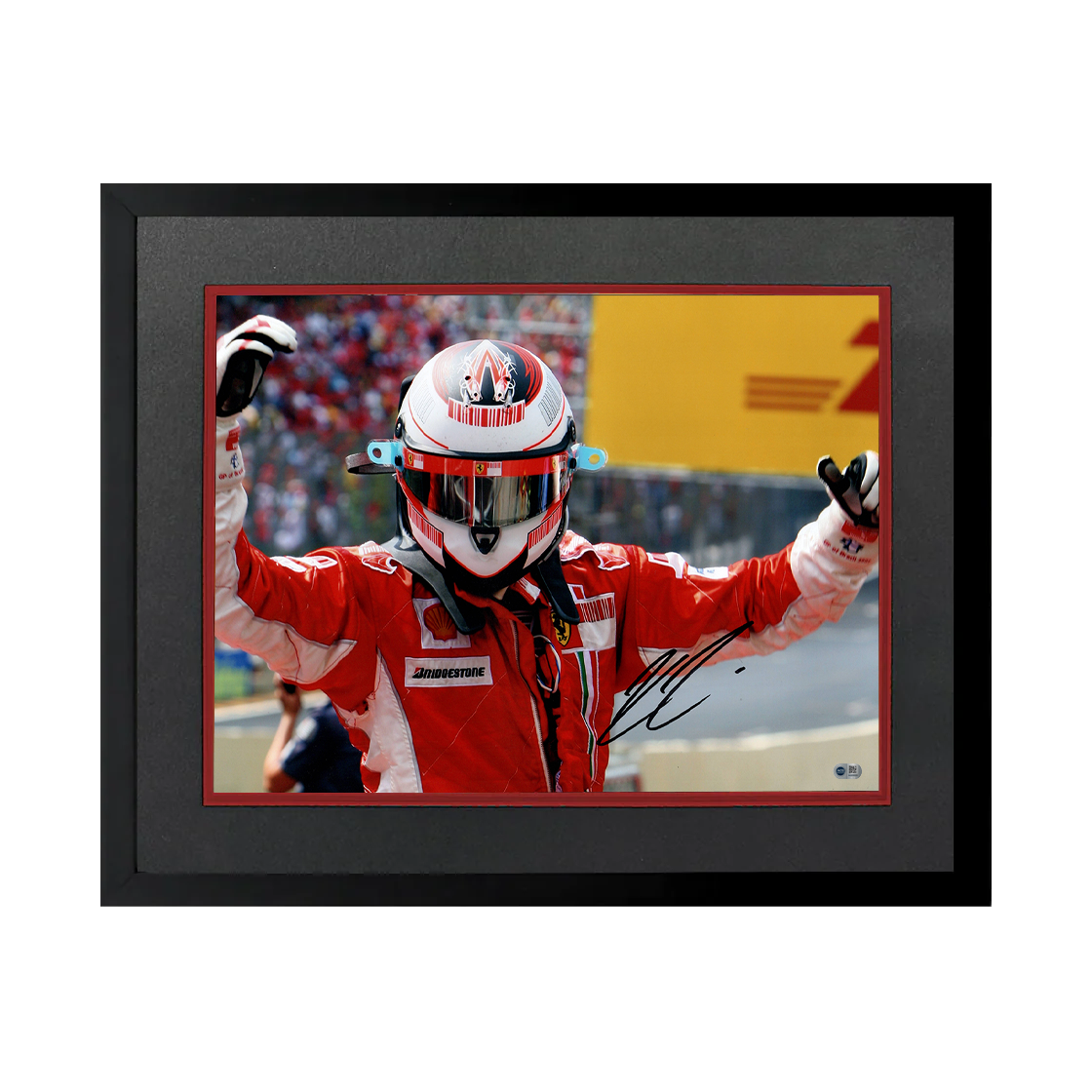 Kimi Raikkonen Signed 16x12 Image Deluxe Mount Frame (ACG Cert)