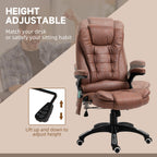 Vinsetto Massage Recliner Chair Heated Office Chair with Six Massage Points Microfiber Cloth 360\'c2\'b0 Swivel Wheels Brown