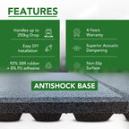 43mm Sprung PRO Rubber AntiShock Gym Flooring Tile