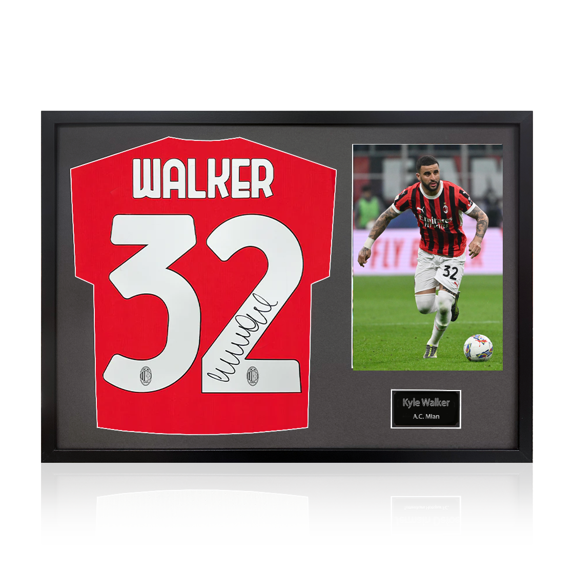 Kyle Walker Signed AC Milan Shirt Classic Frame