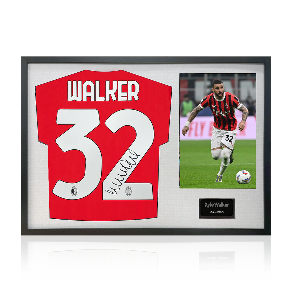 Kyle Walker Signed AC Milan Shirt Classic Frame