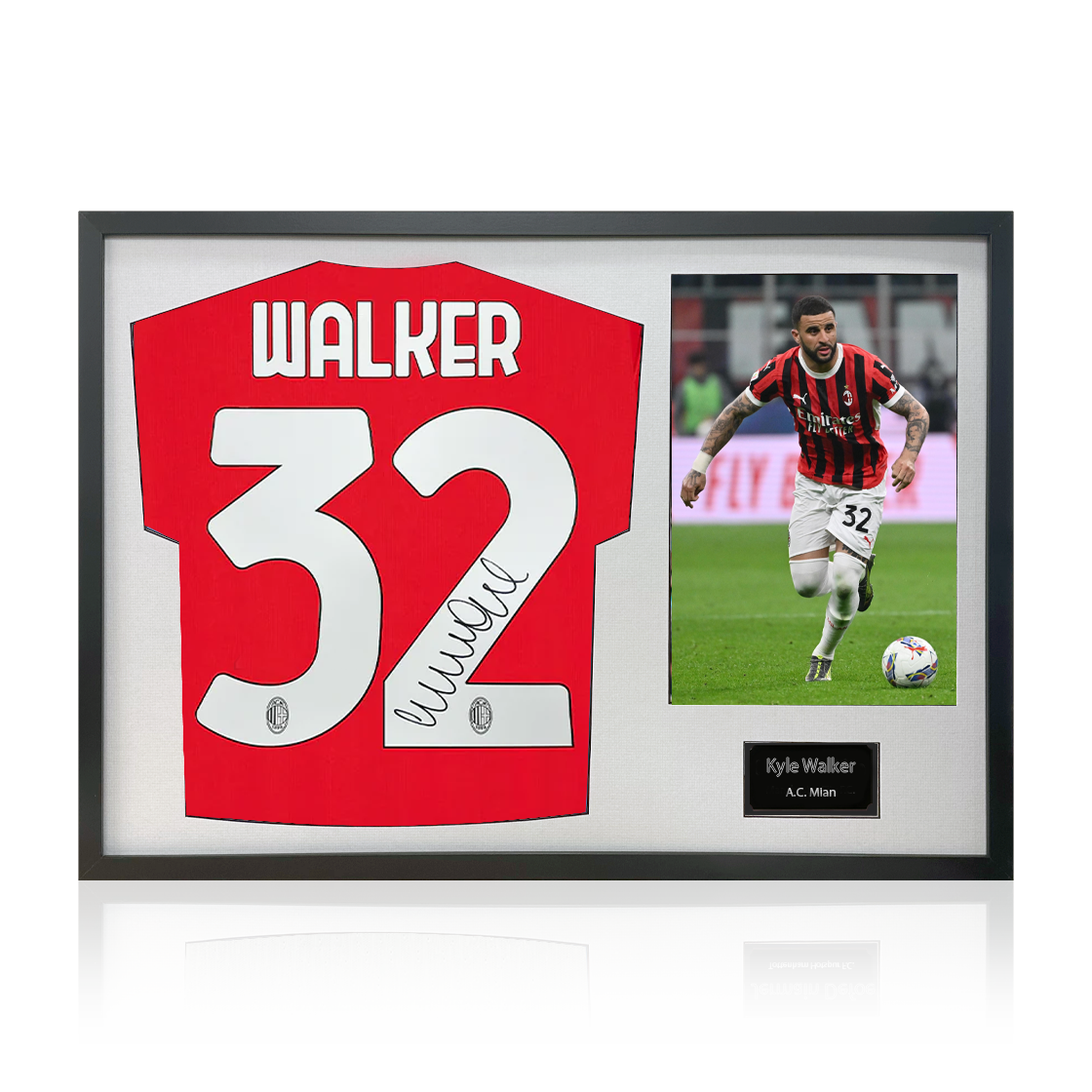 Kyle Walker Signed AC Milan Shirt Classic Frame