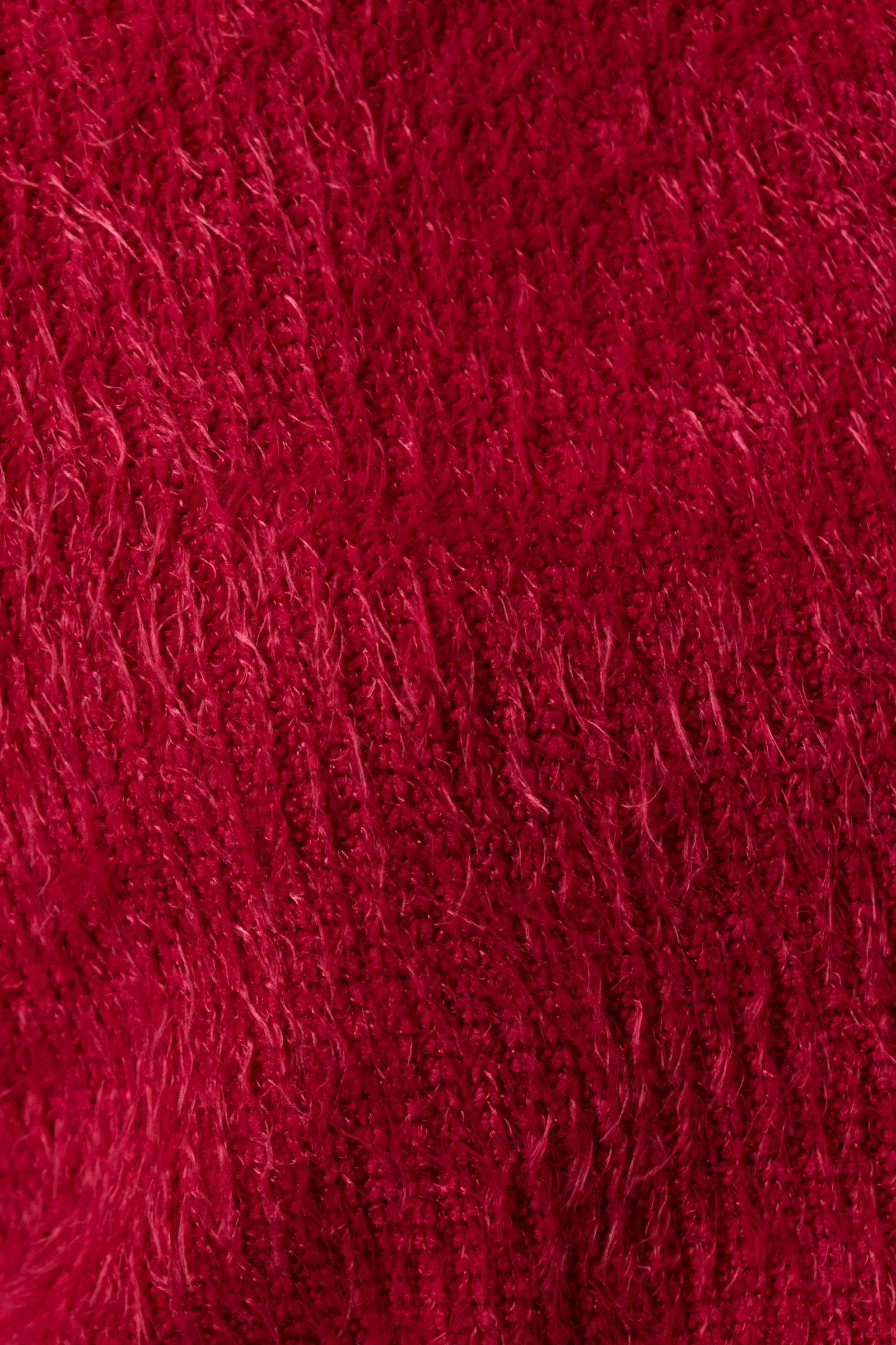 Jenyfer Eyelash Rib Long Sleeve Mini Dress - Red