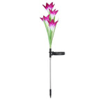 Simulated Lily Flower 4 Heads Solar Powered Outdoor IP55 Waterproof LED Decorative Lawn Lamp, White Light, White Light