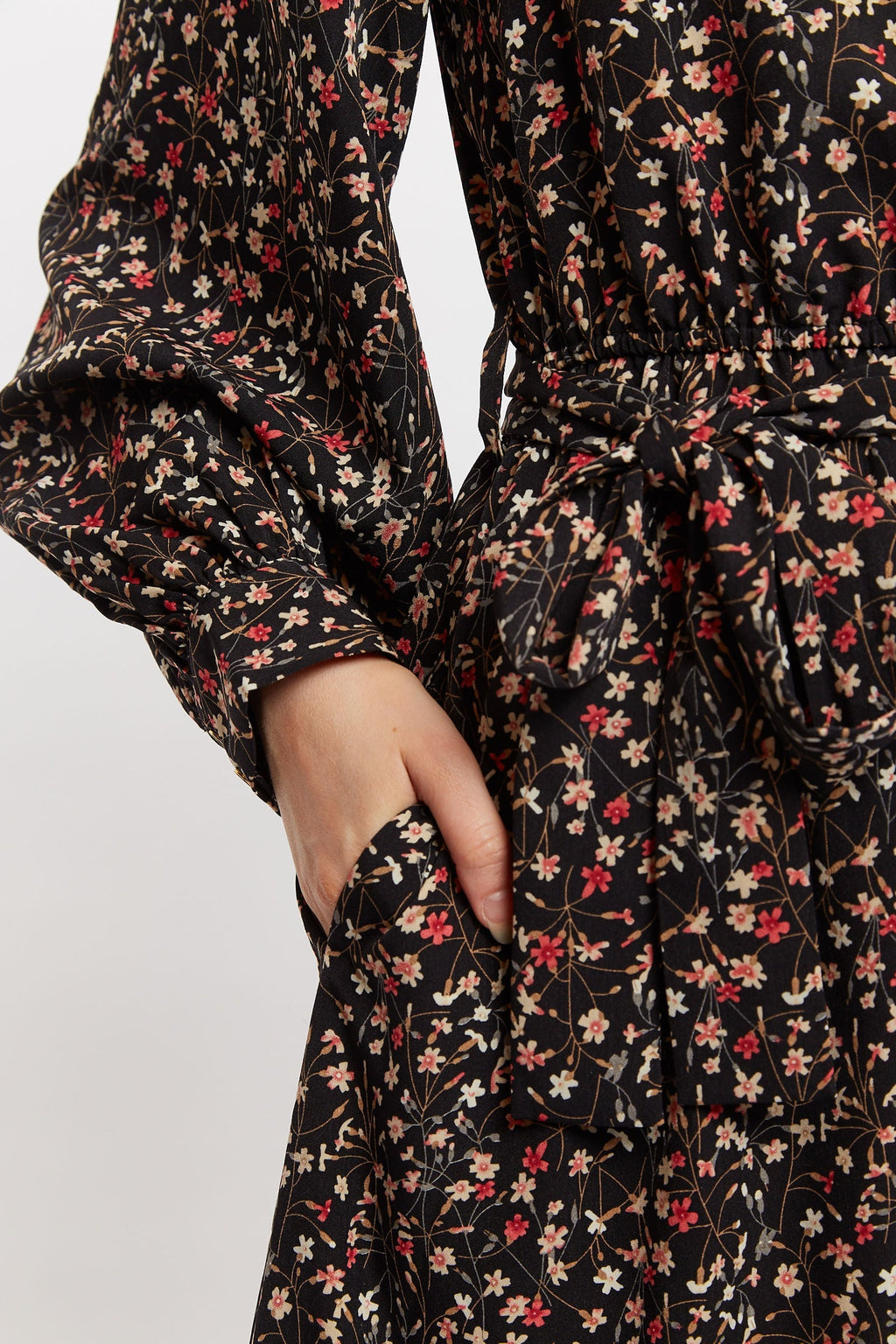 Louche Leonie Wax Flower Long Sleeve Midi Shirtdress