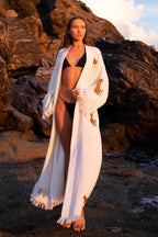 WILD LEOPARD Organic Cotton Kimono in Brown
