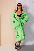 WILD LEOPARD Organic Cotton Kimono in Lime