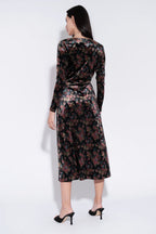 Lesley Rose Bowl Velvet Wrap Midi Dress