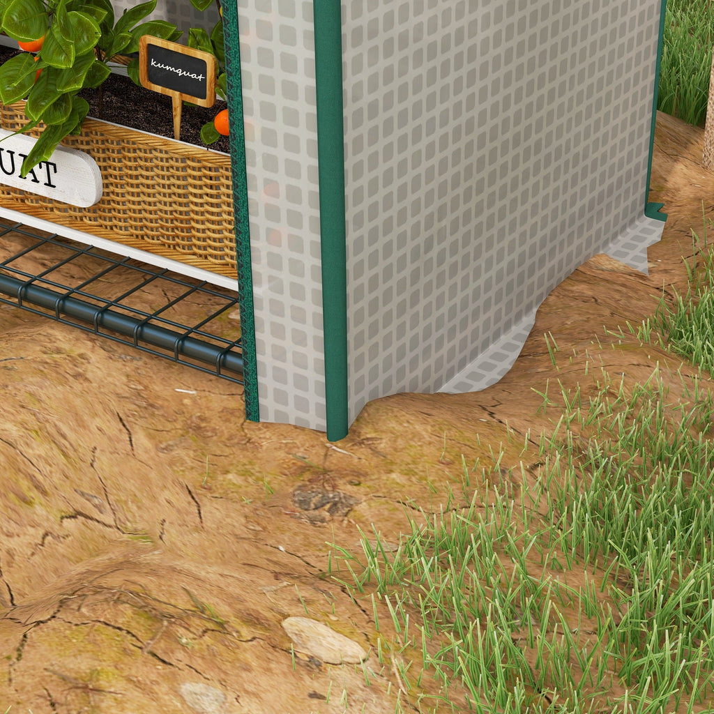 Outsunny 4 Tier Mini Greenhouse for Outdoor, Portable Gardening Plant Green House with Storage Shelf, Roll-Up Zipped Door, Metal Frame and PE Cover, 80 x 49 x 160cm, White