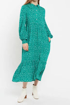 Louche Lif Naive Ditsy Print Tiered Long Sleeve Midi Dress