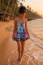 LILA Recycled Silk Wrap Beach Skirt/Mini Dress