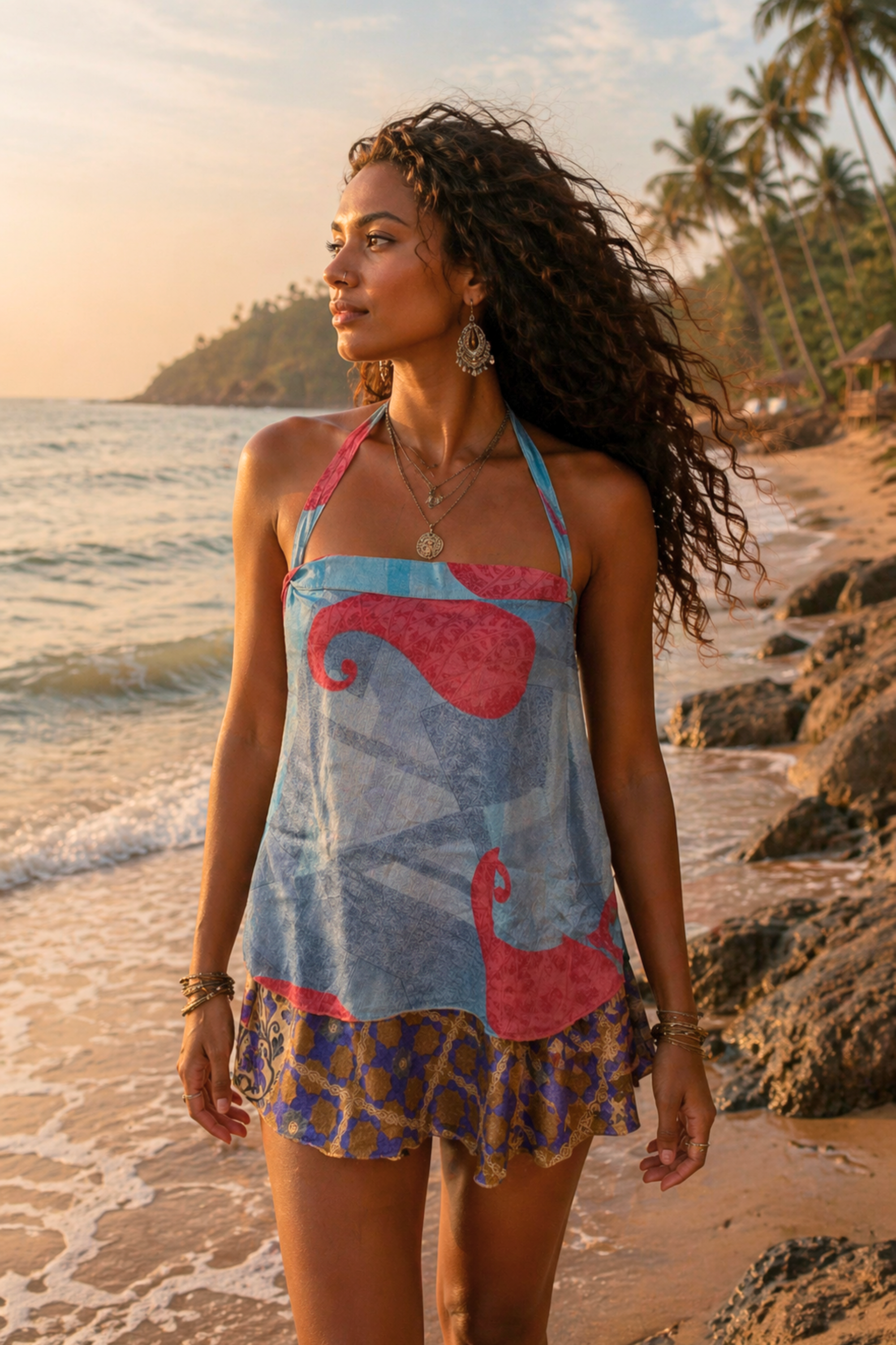 LILA Recycled Silk Wrap Beach Skirt/Mini Dress