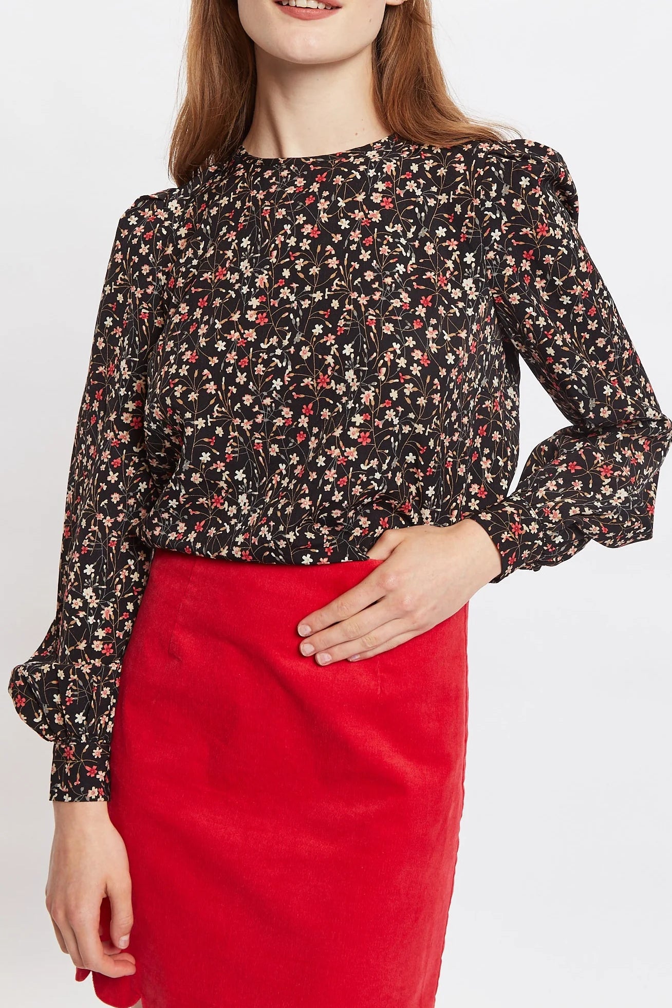 Lima Wax Flower Print Long Sleeve Blouse