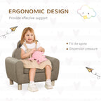 HOMCOM Kids Sofa Toddler Chair Children Armchair for Preschool Bedroom Playroom with Ear Modeling Wood Brown