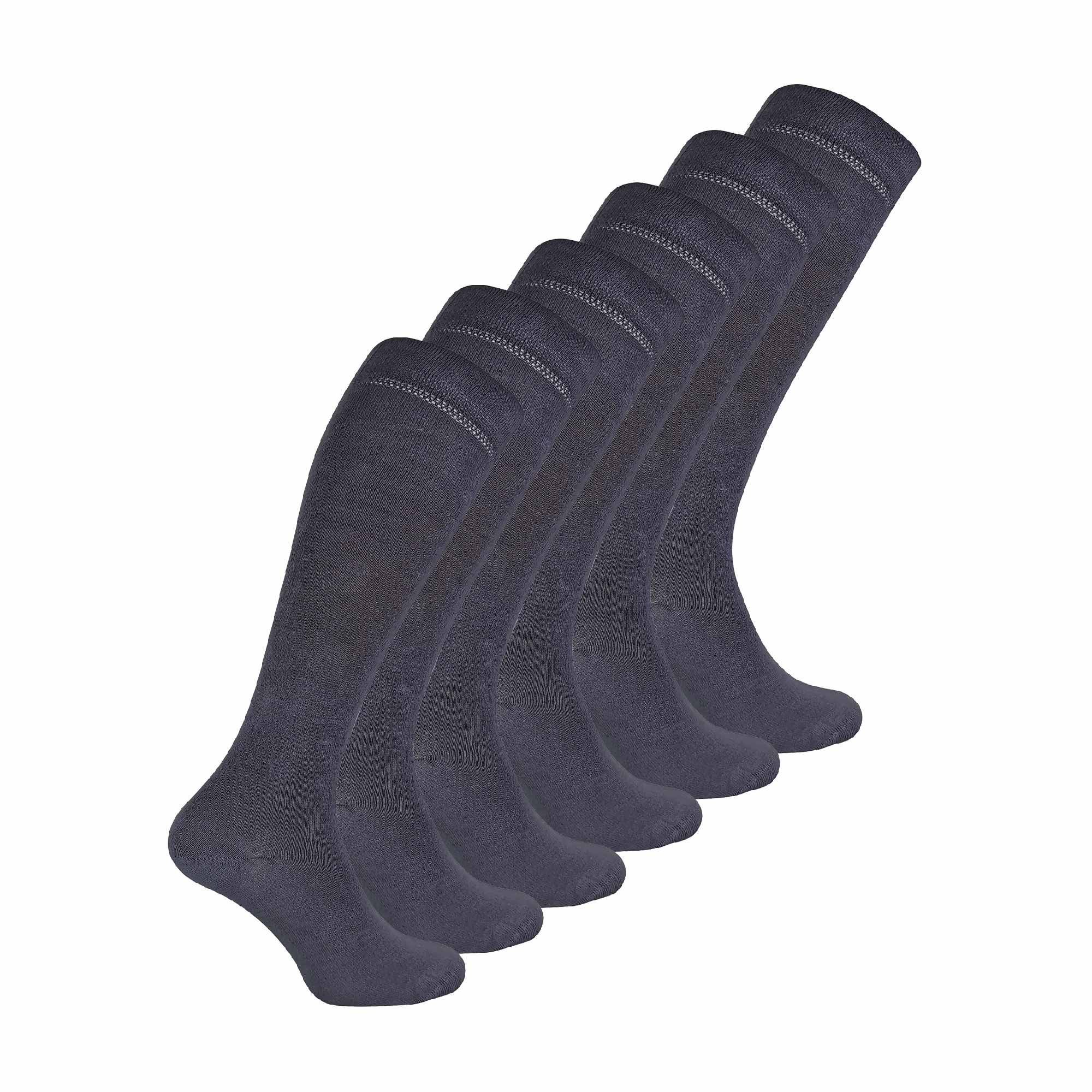 Ladies 6 Pairs Long Bamboo Socks | Knee High Plain & Patterned Design Socks