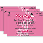 Ladies 6 Pairs Long Bamboo Socks | Knee High Plain & Patterned Design Socks