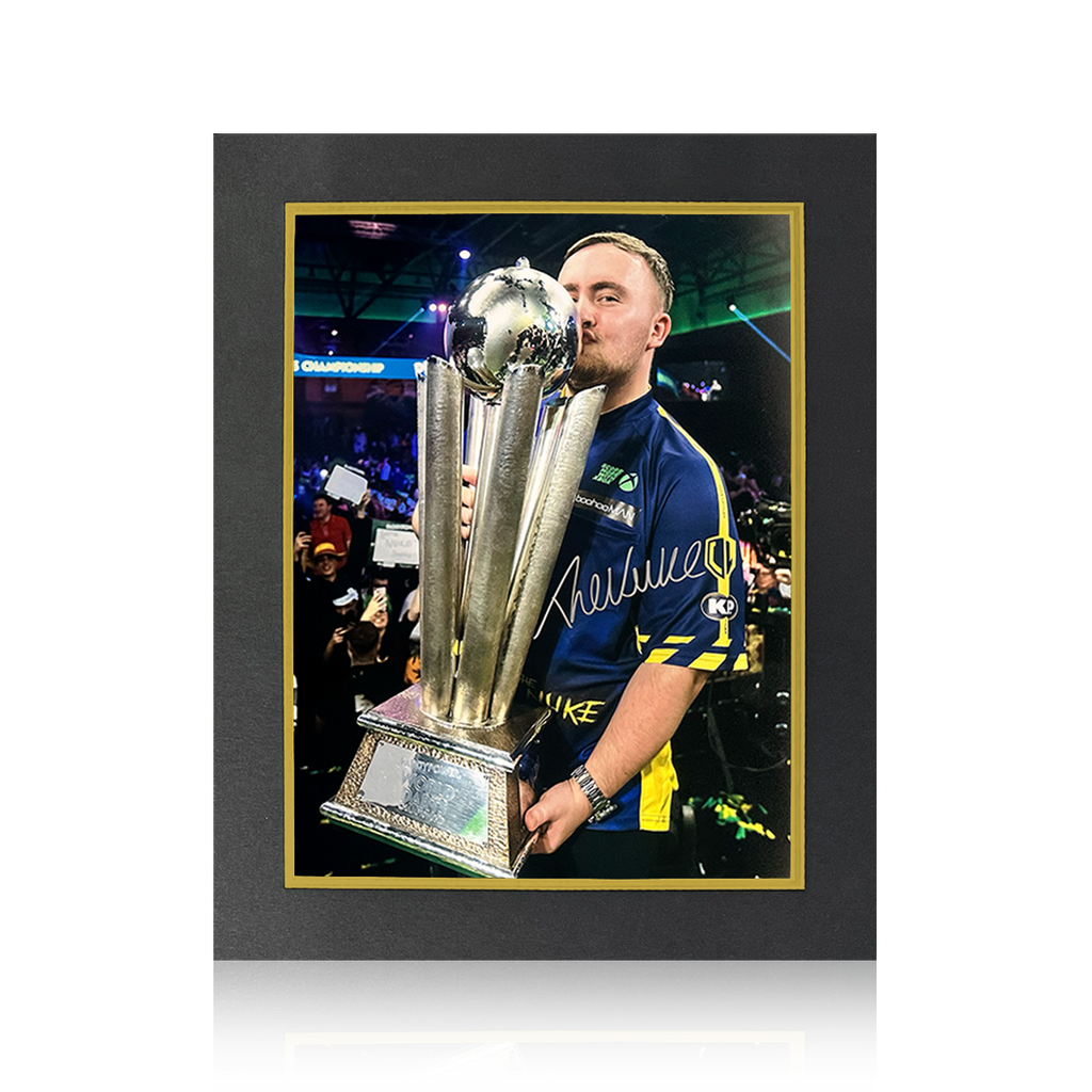 Luke Littler Signed 2025 World Champion Image Deluxe Mount