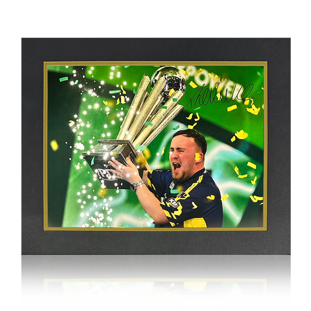 Luke Littler Signed 2025 World Champion Image Deluxe Mount