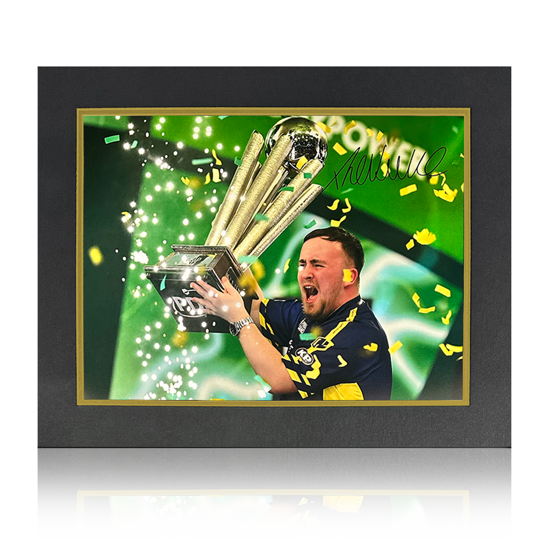 Luke Littler Signed 2025 World Champion Image Deluxe Mount